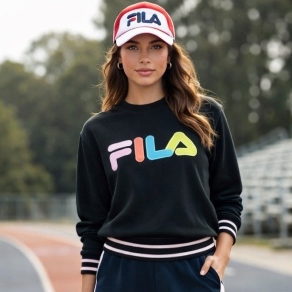 FILA Sweatshirt Black Multicolor Logo